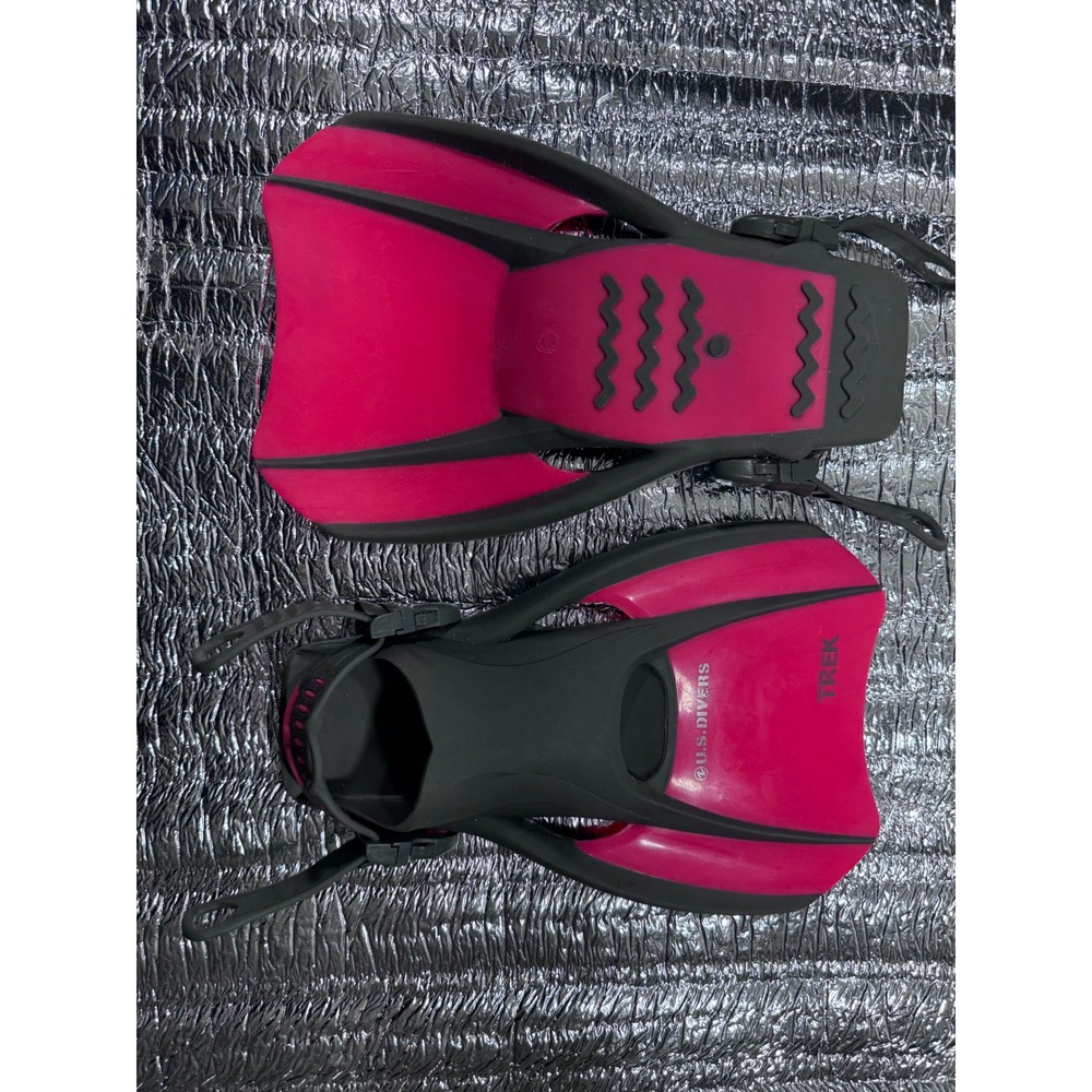 U.S. Divers Trek Short Snorkeling Fins Pink Black Size 4-7 EU 36-40